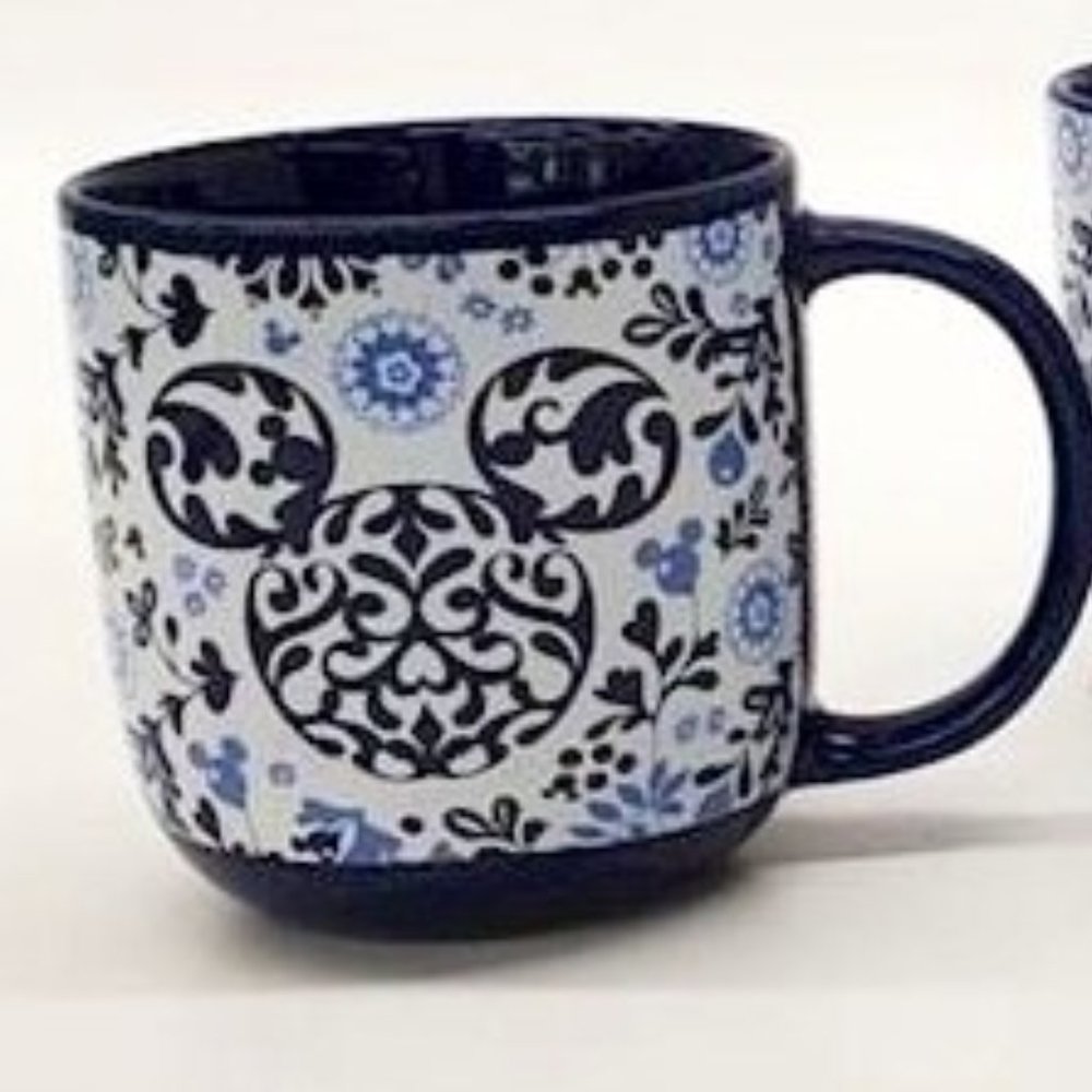 Disney Mickey Mouse Filagree Floral Mugs